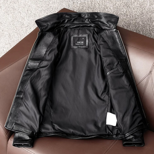 TONGYANG Nueva Chaqueta de Cuero Genuino para <span class=keywords><strong>Hombre</strong></span>, Abrigo de Piel de Vaca y Oveja, Chaquetas de Cuero de Piel de Vaca y Oveja Reales para Otoño e Invierno, Tallas Grandes - Product Image 5