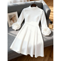 Robe florale à manches longues Wenshuo, robe unie en gros, logo personnalisé, robe décontractée coupe trapèze, marque privée