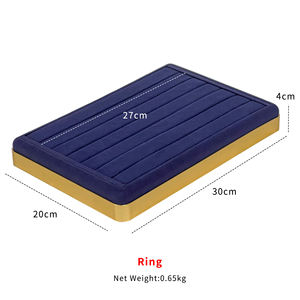 JINSKU, venta al por mayor, collares de cuero de gamuza azul, pendientes, pulseras, anillos, bandeja de exhibición - Product Image 2