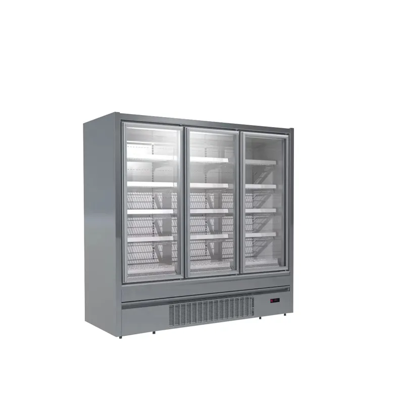 Glass Door Showcase Full Size Display Freezer for Ice Cream Meat/Sea Food/Beef