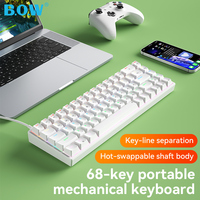 Clavier Gaming Mécanique BOW Mini 68 Touches Filaire Hotswap Anti-Ghosting Complet Commutateur Rouge Marron, Meilleure Vente, pour Joueur PC
