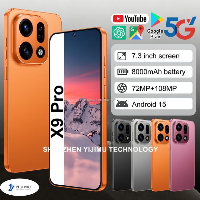 X9 Pro 16G+1TB Android 15 7.3 Inch Global 5G Cell Phones Large Memory GpS Navigation Dual SlM Card All Accessories Included
