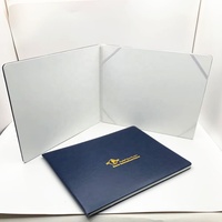 Carpeta de Cuero PU Azul Marino de Alta Calidad para Documentos A4, Funda para Certificados y Diplomas para Graduaciones y Ceremonias Escolares