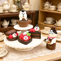 Schattig katten- en aardbeienchocolade beeldje, handgemaakt, handgeschilderd hars ornament, zoet Valentijnsdag muziek liefdesthema, romantisch huisdecoratie