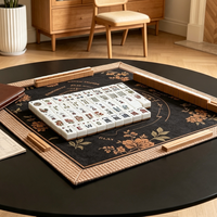 Juego de Mahjong Americano de Lujo con Base de Mármol, Colección Marrón en Capas, Venta al por Mayor B2B, Juego de Mesa de Ocio Otoñal, Fichas de Mahjong Personalizadas
