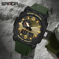 SANDA 3370 Herren Luxus Antik Casual Digitaluhr Multifunktionale Outdoor-Sportuhr Leuchtend Wasserdicht Alarm Chronograph