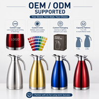 Vente en gros de carafe isotherme à double paroi en acier inoxydable 304 de 2 L pour le café et le thé, idéale pour les hôtels et les restaurants