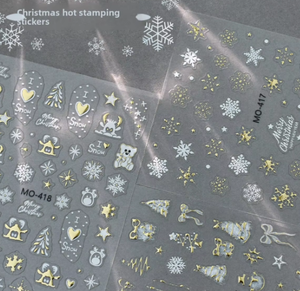 Phổ biến 5D nail sticker decals Vàng Cây giáng sinh người tuyết trắng Bow với bông tuyết trắng làm bằng vật liệu vật nuôi - Product Image 4