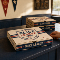 Caja de Pizza Corrugada con Logotipo Personalizado al por Mayor, Contenedor de Alimentos de Papel Reciclable para Servicios de Catering y Restaurantes