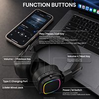 Headset Gaming Ergonomis Baru Bluetooth 5.3 Headphone Nirkabel Bantalan Kepala Kulit Empuk Bantalan Telinga Busa Memori Lampu RGB