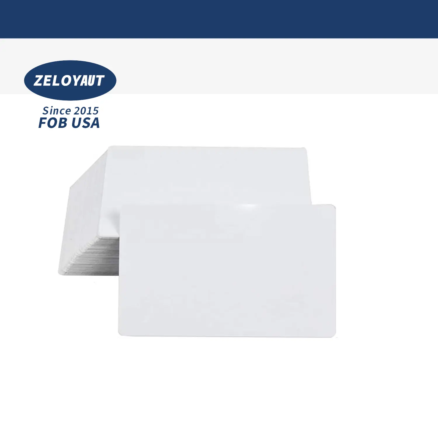 Zeloyaut FOB USA Cartão de identificação comercial de alumínio branco por sublimação com logotipo personalizado para exposição em exposição