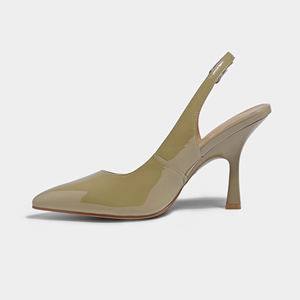 Bej eylem deri sivri burun Slingback yüksek topuklu topuklu sandalet ile şık ayak tasarımı seksi kulübü tarzı yaz açık - Product Image 2