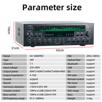AV-5800 7.1 Kanal 600W Karaoke Güç Amplifikatörü Ev Sinema Sistemi Stereo Ses Amplifikatörü DJ Sahne Müziği için