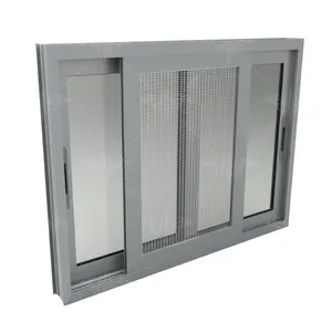 最新双层玻璃推拉窗设计铝推拉窗价格菲律宾带蚊帐推拉窗