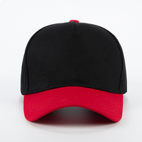 Gorra de béisbol clásica premium OEM de algodón y poliéster de 5 paneles con velcro, bicolor, con estructura y bordado, logotipo personalizado.