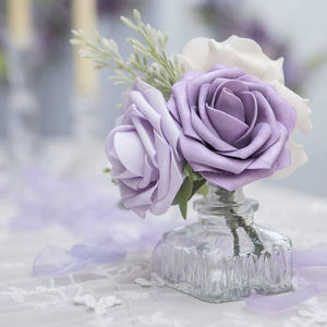 Fleurs Artificielles Combo Violeta Púrpura rosas artificiales con tallo DIY Decoración <span class=keywords><strong>de</strong></span> la boda Centros <span class=keywords><strong>de</strong></span> mesa Arreglos Ramos - Product Image 4