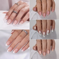 BTArtbox Uñas Postizas Acrílicas Cortas Cuadradas al por Mayor, Uñas de Gel Suave con Diseño de Logotipo Personalizado, Uñas Francesas Hechas a Mano, Uñas de Gel a Presión