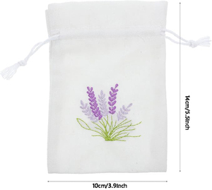 Sac à cordon en lin naturel avec broderie <span class=keywords><strong>lavande</strong></span> 10x14cm, pochette réutilisable <span class=keywords><strong>pour</strong></span> le shopping, le rangement <span class=keywords><strong>de</strong></span> bonbons, sac anti-poussière - Product Image 3