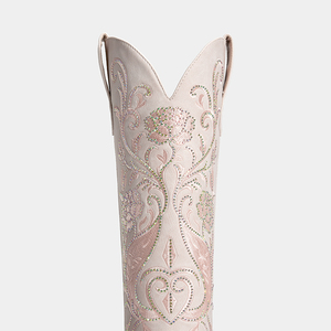 WETKISS <span class=keywords><strong>Botas</strong></span> Vaqueras de Mujer con Bordado Floral Estilo Western, Pedrería, Tacón Grueso y Punta Puntiaguda, Altura hasta la Rodilla, MOQ <span class=keywords><strong>Bajo</strong></span> 1 Par - Product Image 6