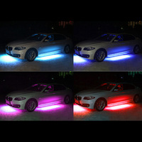 Kit d'éclairage LED pour châssis de voiture 12V 8W RGB avec télécommande via application, bande lumineuse d'ambiance à effets dynamiques et activée par la musique pour portes tout-terrain