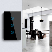 Interruptor Inteligente Tuya con Dimmer, Estándar Estadounidense, Panel Táctil de Vidrio, Temporizador para Productos y Dispositivos de Hogar Inteligente