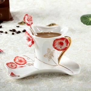 Hot Sale Morning Glory Porcelain Cup and Saucer Christmas Creative Gift - Product Image 5