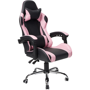 Sedia <span class=keywords><strong>da</strong></span> Gaming Premium Stile Racing Imbottita, Nuova Sedia <span class=keywords><strong>da</strong></span> Ufficio Rosa per Donne, Completamente Reclinabile con Rotelle Scorrevoli - Product Image 2