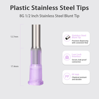 Ujung Dispenser Plastik Hub Luer Lock 1/4 Inci Jarum Tumpul Baja Tahan Karat 15 Gauge untuk Perekat Industri