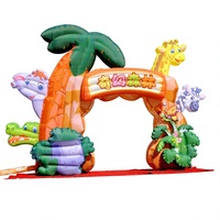 Arche d'entrée gonflable personnalisée en tissu Oxford robuste à thème animalier tropical pour festival
