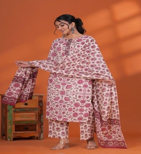 Customized Jaipuri Style Floral <b>3</b> <b>Piece</b> Kurti Set's With Dupatta <b>For</b> Wedding And Casual Wear Kurta Gift <b>For</b> Her Wholesale Price - Product Image 1