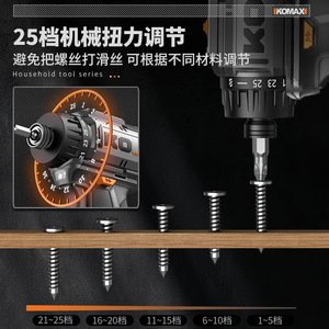 Ko Max Brushless Electric Screwdriver 24V Lithium Battery High Torque Professional Impact Drill With Bits Set - Product Image 3