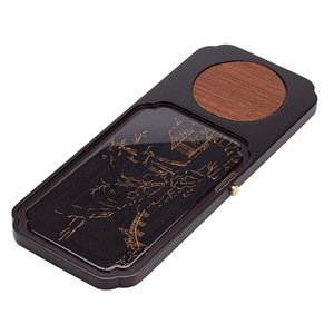 Bamboo Wood Color Changing <b>Tea</b> <b>Tray</b> Irregular Shape Landscape Painting Heat Resistant Kung Fu <b>Tea</b> Table Drainage <b>Tray</b> - Product Image 5