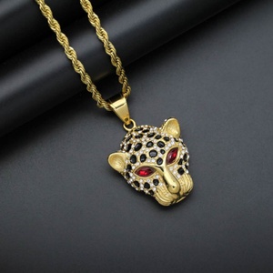 Collier pendentif tête de léopard en alliage rouge et vert, nouveau style OEM - Product Image 2