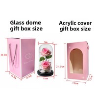 Ornements de Noël modernes faits à la main, deux roses artificielles, lampe LED, couvercle en verre lumineux, spécial Saint-Valentin transfrontalier