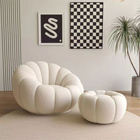 Canapé paresseux incurvé en forme de pétale de citrouille, fauteuil individuel rotatif couleur crème pour chambre à coucher, petit canapé de balcon, chaise de loisirs