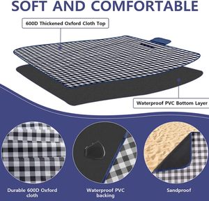 Manta de <span class=keywords><strong>Picnic</strong></span> suave plegable para muebles de exterior, alfombrilla de playa impermeable, manta de senderismo para familiares y amigos - Product Image 2