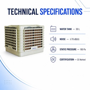 พัดลมระบายอากาศอุตสาหกรรม JHCOOL 18000 ลบ.ม./ชม. 380V AC พัดลมทำความเย็นแบบระเหยน้ำสำหรับพื้นที่แห้งแล้ง เครื่องปรับอากาศ JHCOOL จากโรงงาน - Product Image 2