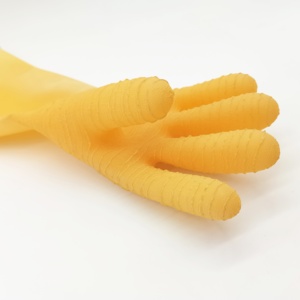 Gants en caoutchouc industriels noirs et <span class=keywords><strong>orange</strong></span> de 14 pouces, longueur coude, très résistants, extra épais, paume spéciale anti-plis, imperméables et antidérapants - Product Image 2