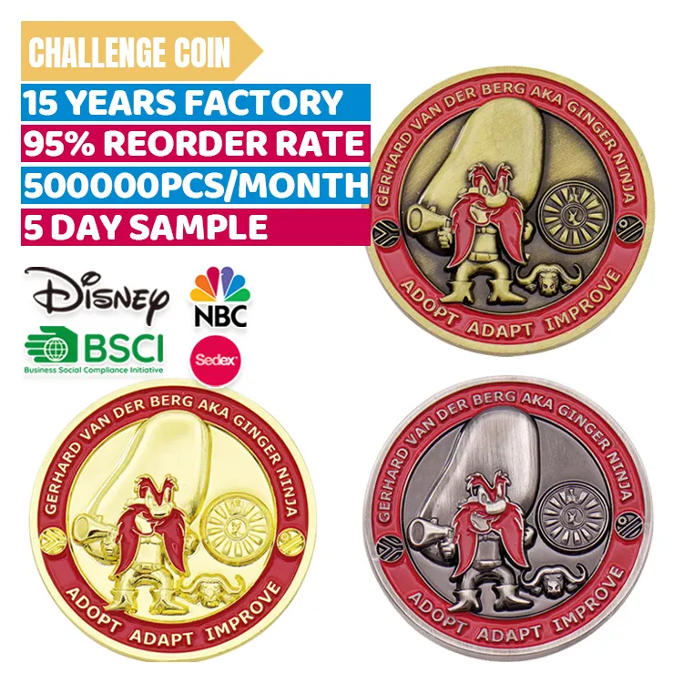 Wholesaler Design Metal Challenge Coin Custom Logo Letter Die Casting Chroma Soft & Hard Enamel Collect Display Souvenir Coin