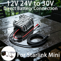Convertisseur Mini Boost Starlink avec boîtier en alliage d'aluminium, bornes à joint torique, 12V-24V 30V, étanche IP68, câble CC avec fusible intégré