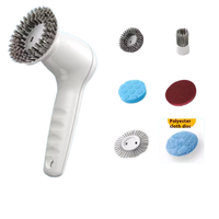 Brosse de nettoyage électrique 6-en-1 en plastique écologique avec poils en nylon, style raclette, pour cuisine et chaussures - Sans fil et automatique