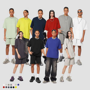 T-shirt Streetwear de luxe personnalisable T-shirt court 100% coton vierge surdimensionné à épaules tombantes pour hommes - Product Image 2