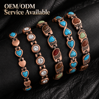 Bracelet ajustable tendance en pierre de cristal turquoise pour femmes et hommes, bijoux de guérison pour soulager l'arthrite, bracelet magnétique en cuivre pur