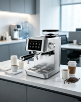 Cafetera Eléctrica Espresso Anbo de Acero Inoxidable con Molinillo Integrado, Automática, 20 Bares de Presión, para Uso Doméstico