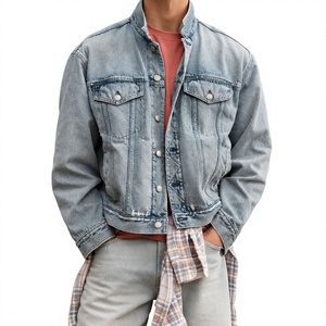 Veste en jean pour homme personnalisée, style streetwear printemps-automne avec décoration boutonnée, décontractée et élégante - Product Image 1