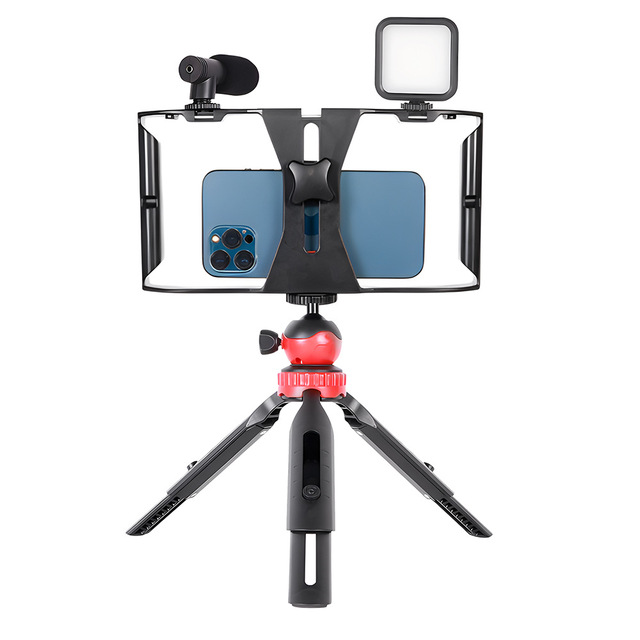 Universal Smartphone Filmmaking Kit: U Rig Stabilizer Cage/Tripod Grip/Mic, Professional Vlogging Case for Phone Video Recording