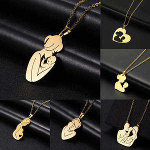 Collana con Ciondolo Mamma e Bambino in Acciaio Inossidabile, Regalo per la Festa della Mamma, per Donne, Mogli, Famiglia, Charm d'Amore, <span class=keywords><strong>Gioielli</strong></span> - Product Image 2