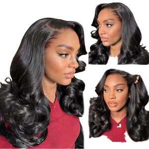 วิกผมบ๊อบแบบลอนธรรมชาติ ทำจากผมแท้  วิกผมหน้าผากลูกไม้ 13x4  ความหนาแน่น 200%  วิกผมบ๊อบบราซิลแบบโปร่งใส  วิกผมหน้าผากลูกไม้ 4x4 สำหรับผู้หญิง - Product Image 1