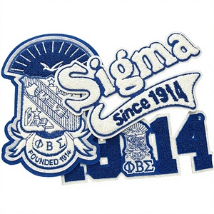 Parche de Chenilla Phi Beta Sigma 1914, Aplique Bordado Termoadhesivo con Forma de Letra, Azul Real y Blanco, Regalo de Resina - Product Image 1