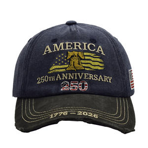 Gorra de Béisbol Ajustable de 6 Paneles de Algodón con Bordado e Impresión, Diseño del 250 Aniversario de EE. UU., Cuatro Estaciones - Product Image 3